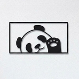 Cute Peekaboo Panda Metal Wall Art – Minimalist Animal Wall Decor