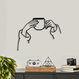 Minimalist Coffee Cup Line Art Metal Wall Decor – Modern Kitchen & Café Wall Hanging