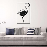 Modern Minimalist Flamingo Metal Wall Art – Black Contemporary