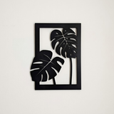 Modern Tropical Monstera Leaf Metal Wall Art – Black Minimalist Home Décor